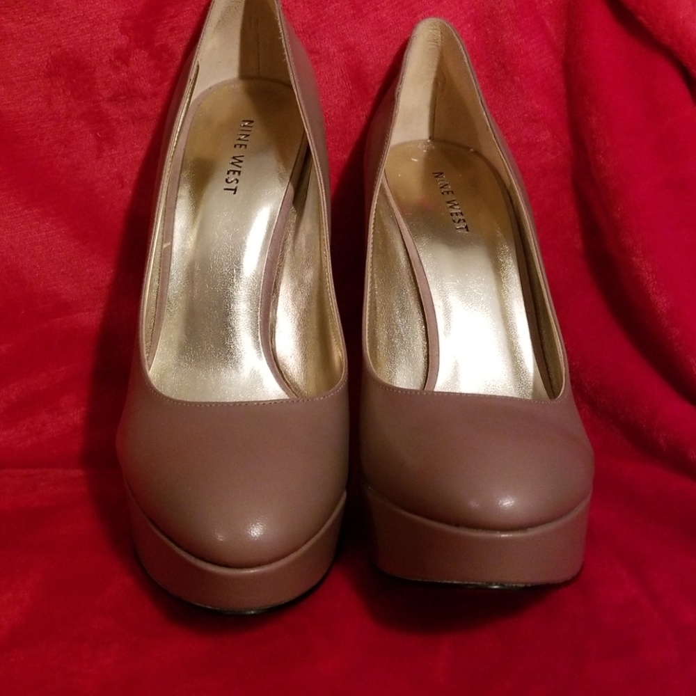 Tan, nude pumps. 9.5